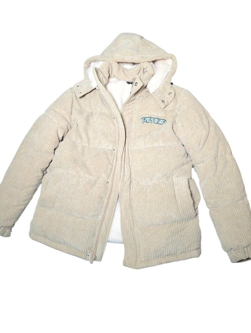 RipNDip Intertwined Khaki Corduroy Puffer Heavyweight Jacket Men's Medium